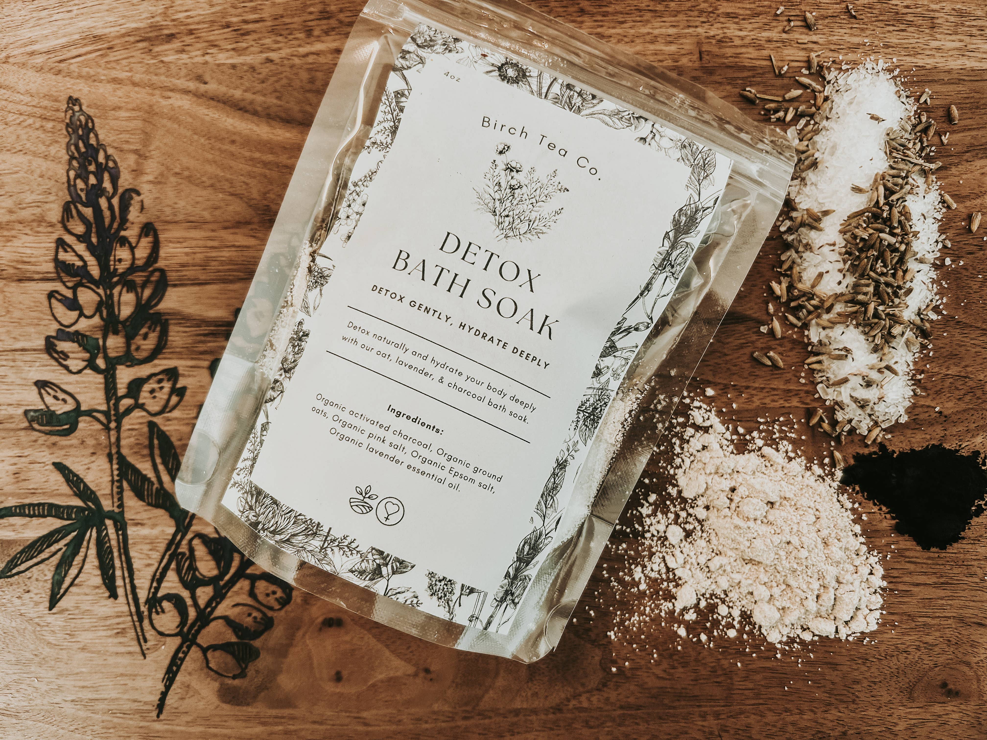 Birch Tea Co. - Venta al por mayor Gel/espuma de baño - Baño Desintoxicante - lavanda, carbón, sal de Epsom1