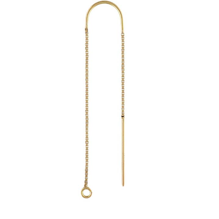 Ohrfädler aus 14Kt vergoldetem Boxkettchen mit mittlerem U-Bügel - 1 Paar/Paket für den Großhandel von Plazko