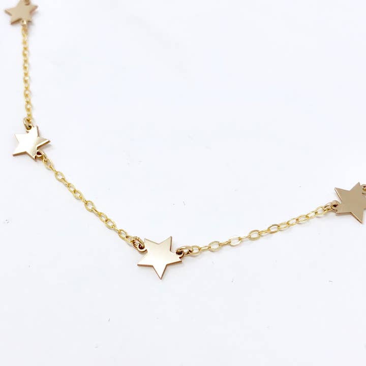 Collar DELICATE STAR de plata de ley con relleno de oro para venta al por mayor de Jennifer Shon Jewelry