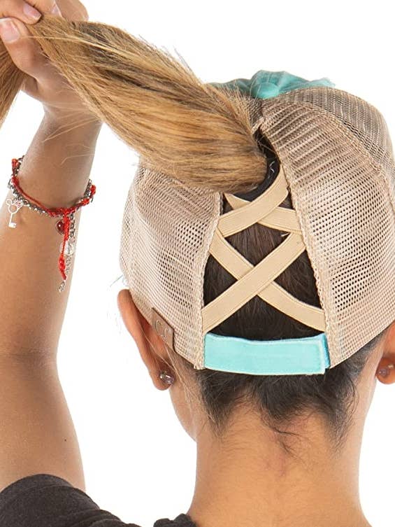 Criss Cross Ponycap - Mint for wholesale by Funky Junque