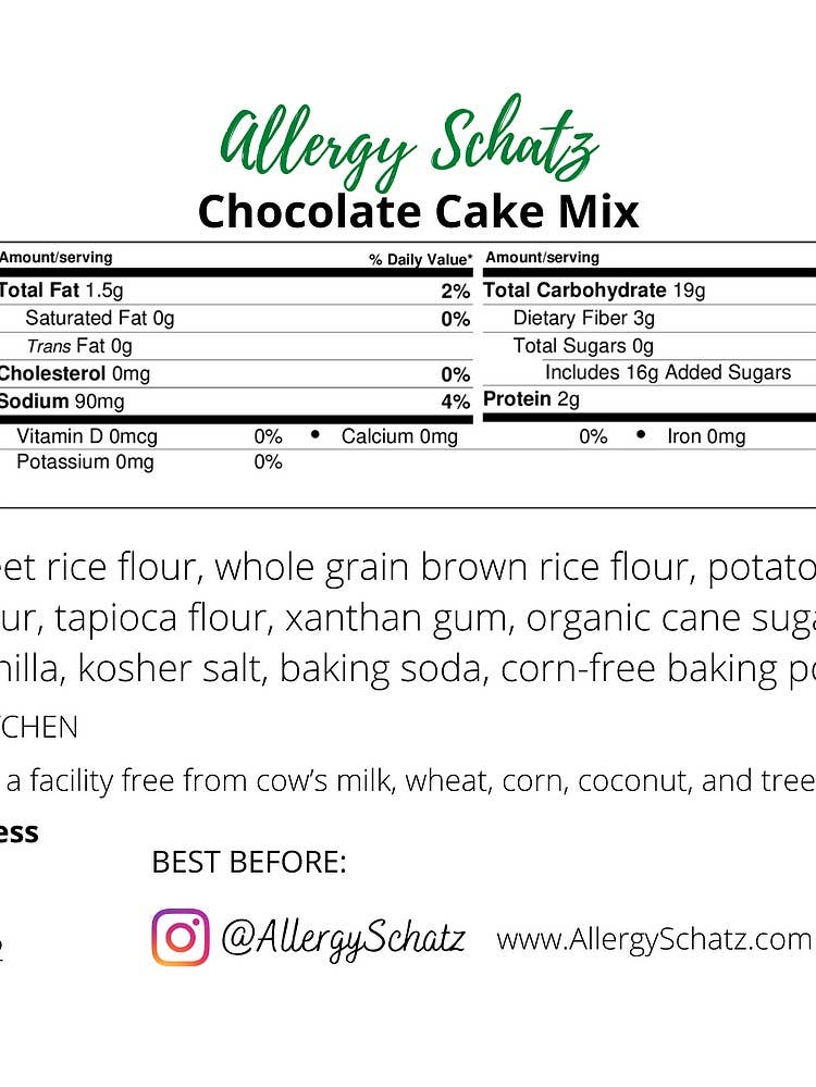 Allergy Schatz - Wholesale Cake Mix - Gluten-Free Vegan Chocolate Cake Mix3