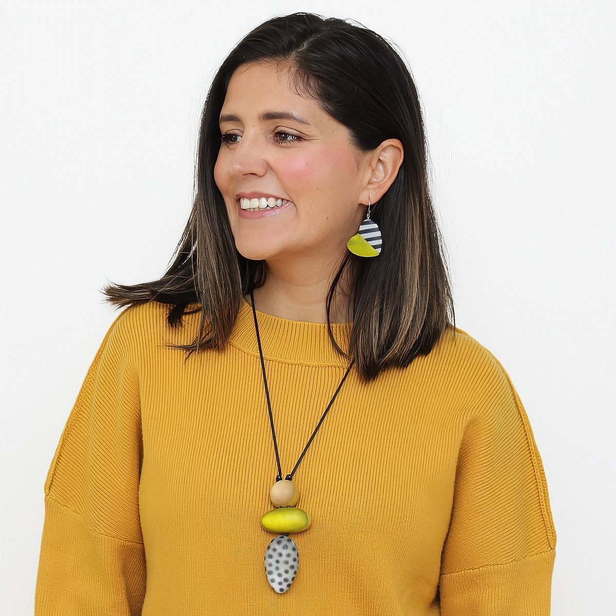 Sylca Designs - Wholesale Pendant/Charm Necklace - Lime Midori Polka Dot Statement Pendant1