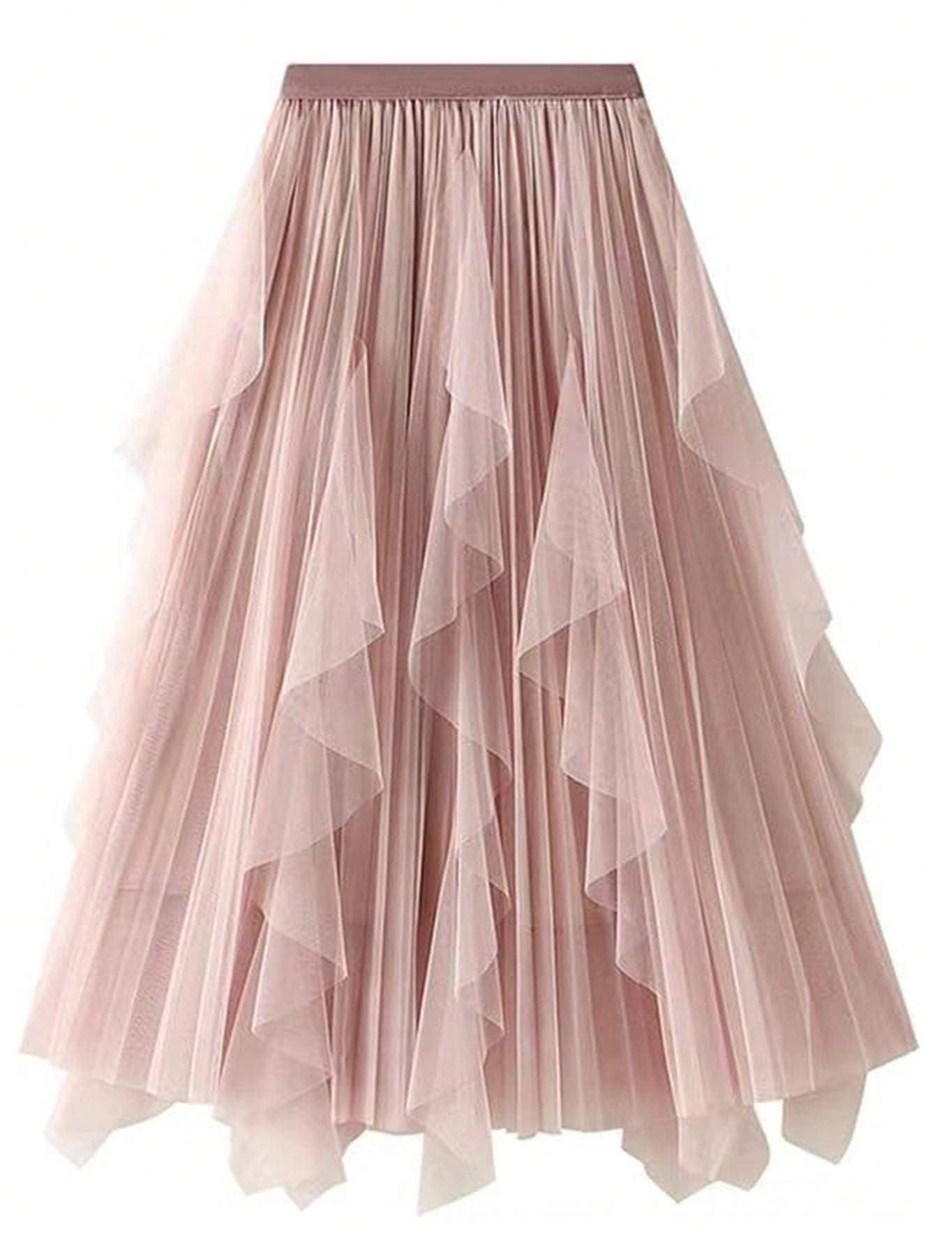 Fashion Combination - Wholesale Skirt - Women's - ruffle hem pleated tulle midi skirt7