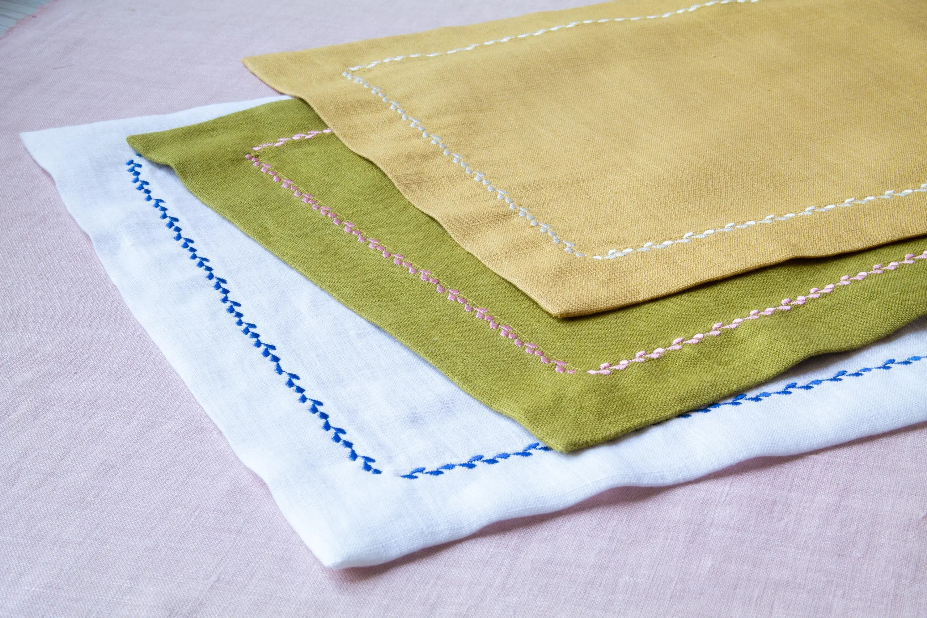 Liem Home – wholesale Placemat – Linen Placemats with embroidery edging. 100% Linen. Custom!3