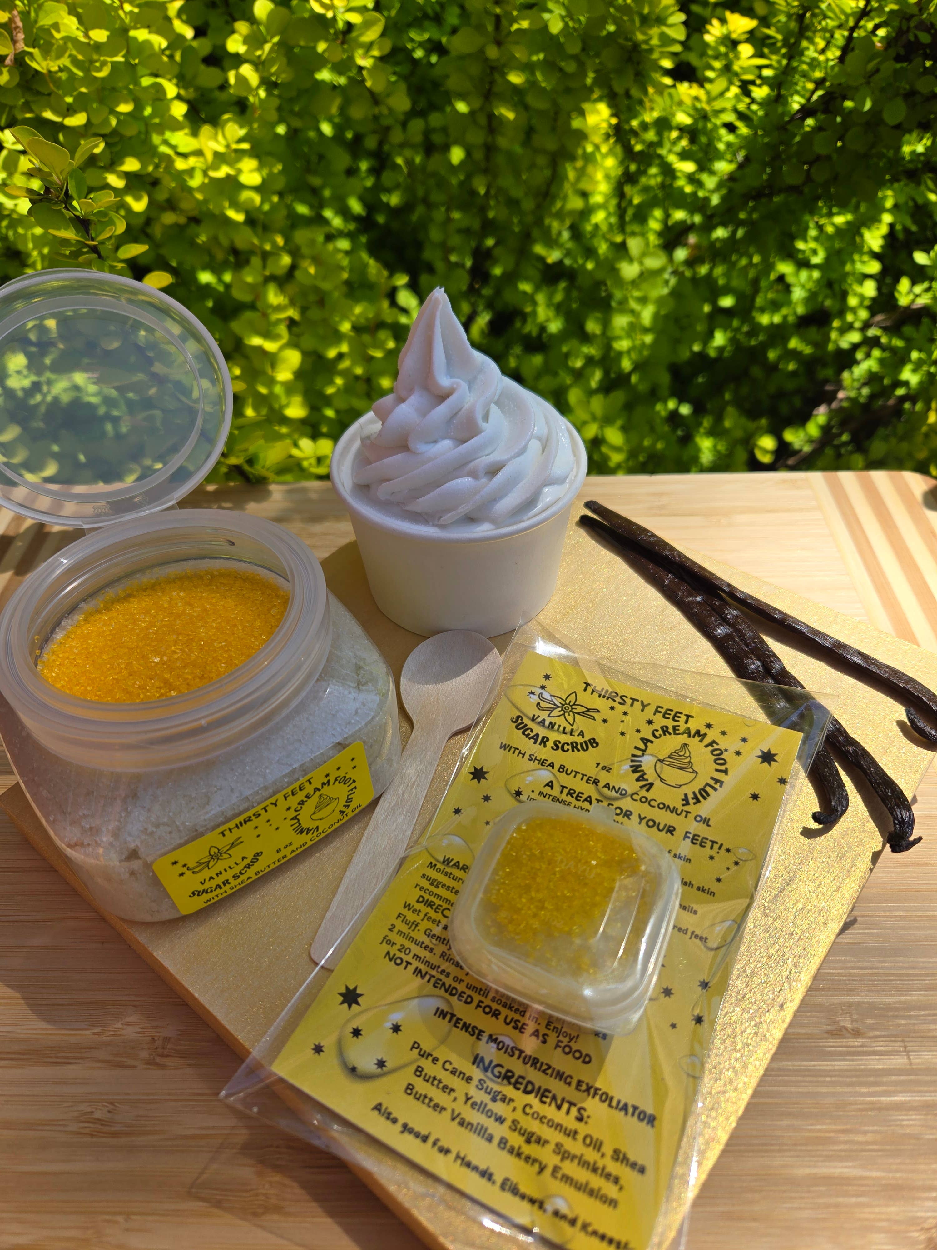 THIRSTY FEET®️ - Wholesale Foot Scrub/Polish - Vanilla Cream Foot Fluff Sugar Scrub 8 oz Jar7