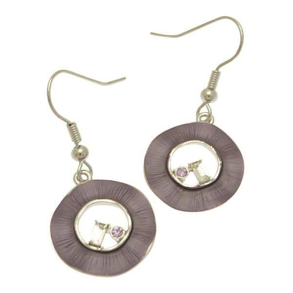 Dark Purple Crystal Hoop Earrings for wholesale by Miss Milly Limited