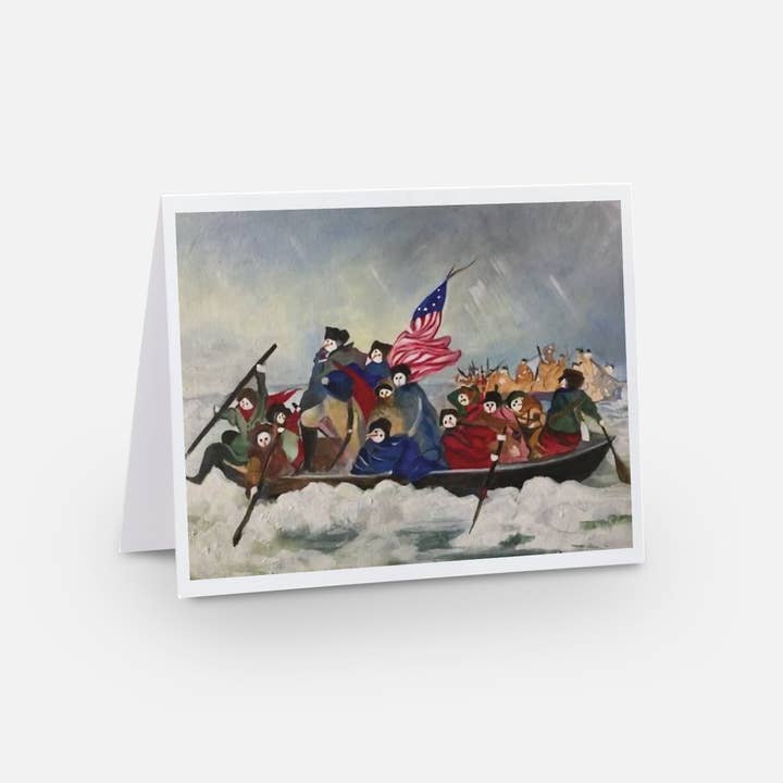 Carte-note blanche « Washington Crossing the Delaware SnowPeople » pour la vente par SnowPeople