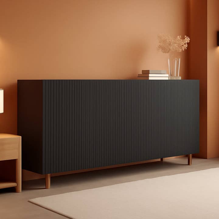 Black Pafos 75 Inch Sideboard Oak Matte Fronts For Dining Room for wholesale on Faire0