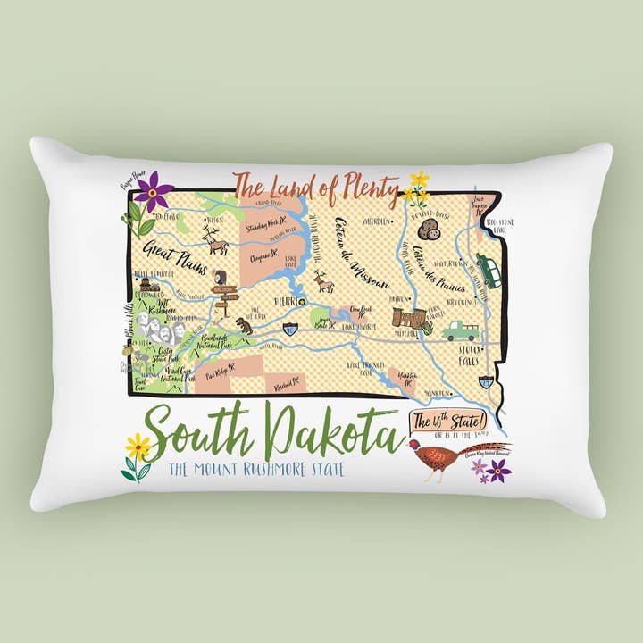 South Dakota Decorative Pillow (with Insert) for wholesale by Gooseberry Designs