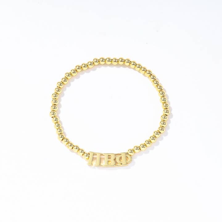 Color Shout - Wholesale Beaded Bracelet - B211 - Sorority: Gold Beaded Bracelet with Greek Letters on Stretch Cord17