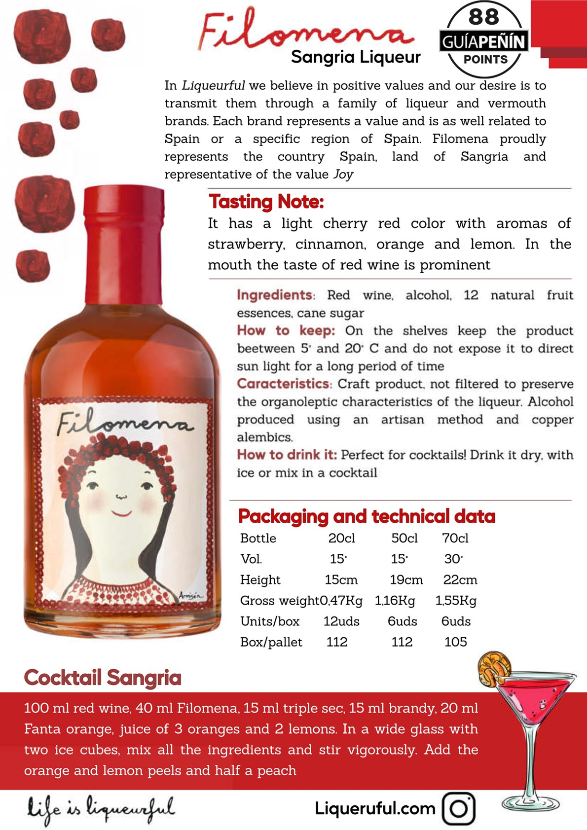 Liqueurful - Vente Liqueur - Liqueur de sangria Filomena aux fruits et épices2