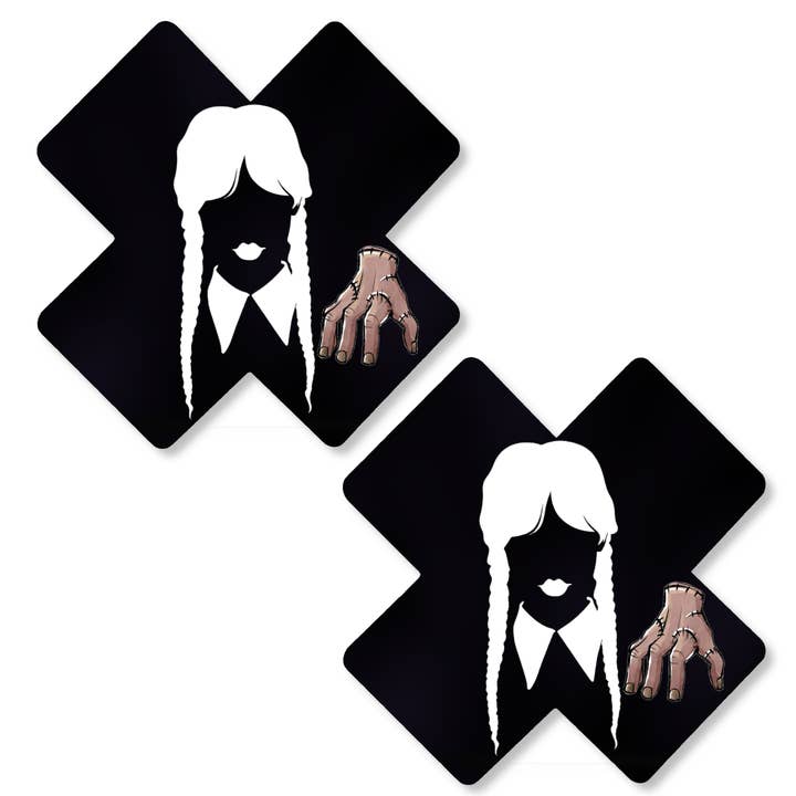Wednesday Addams X Nipple Cover Pasties | with the Hand for wholesale by Niptees