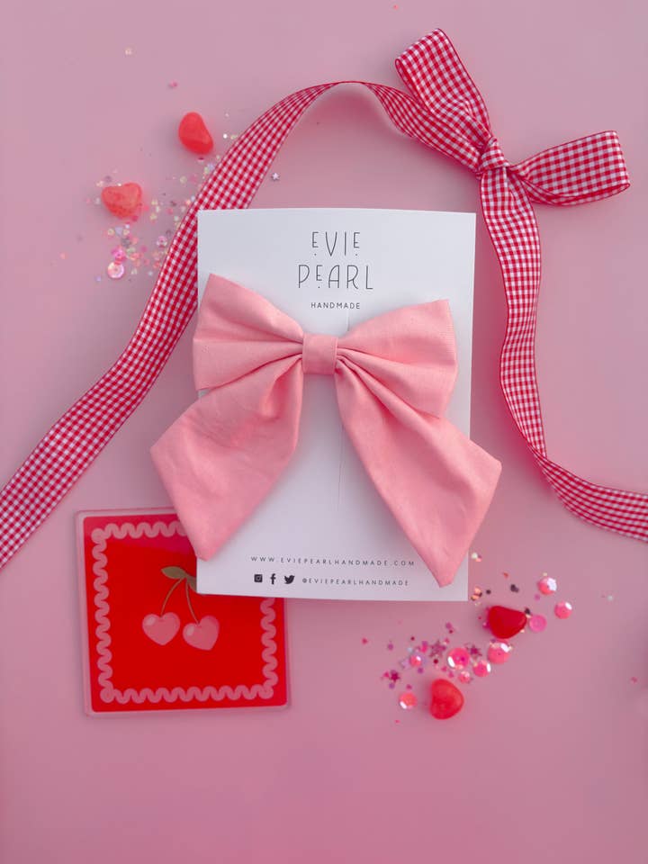 Light Pink Medium Sailor Bow for wholesale by Evie Pearl Handmade LLC