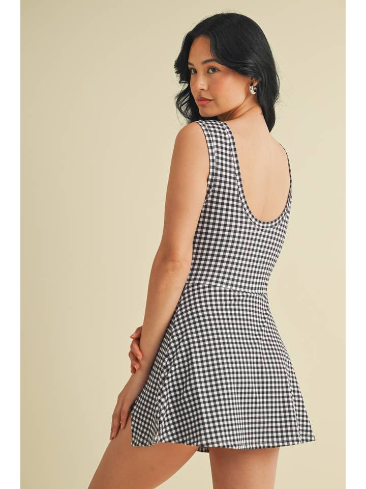 KIMBERLY C - Wholesale Athletic Dress - Women's - Gingham Print Sleeveless Wrap Tie Front Dress 62