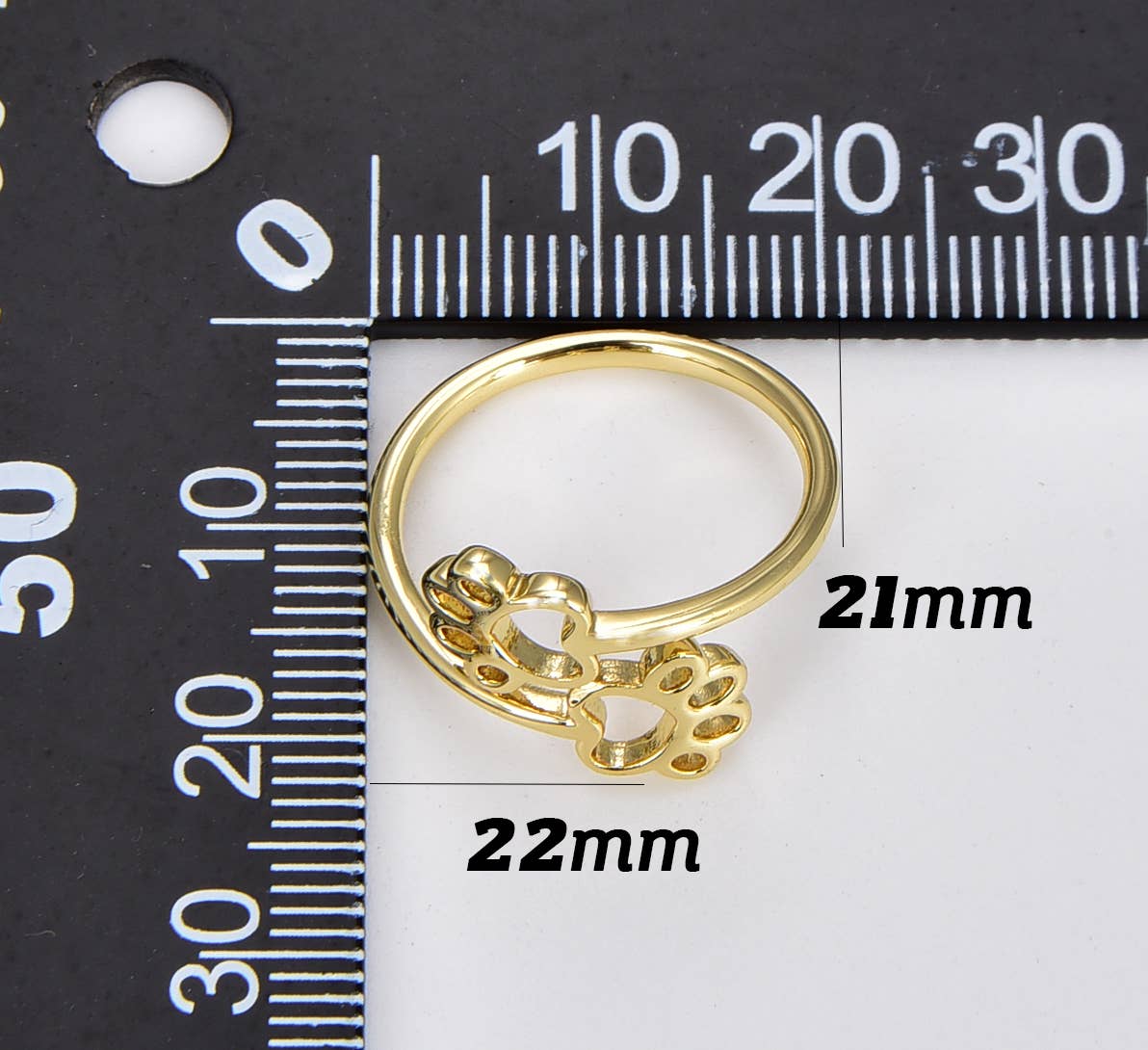 Beads Creation – wholesale Band/stacked ring – Double Paw Print Ring, Adjustable Ring, Stackable Ring RG1482
