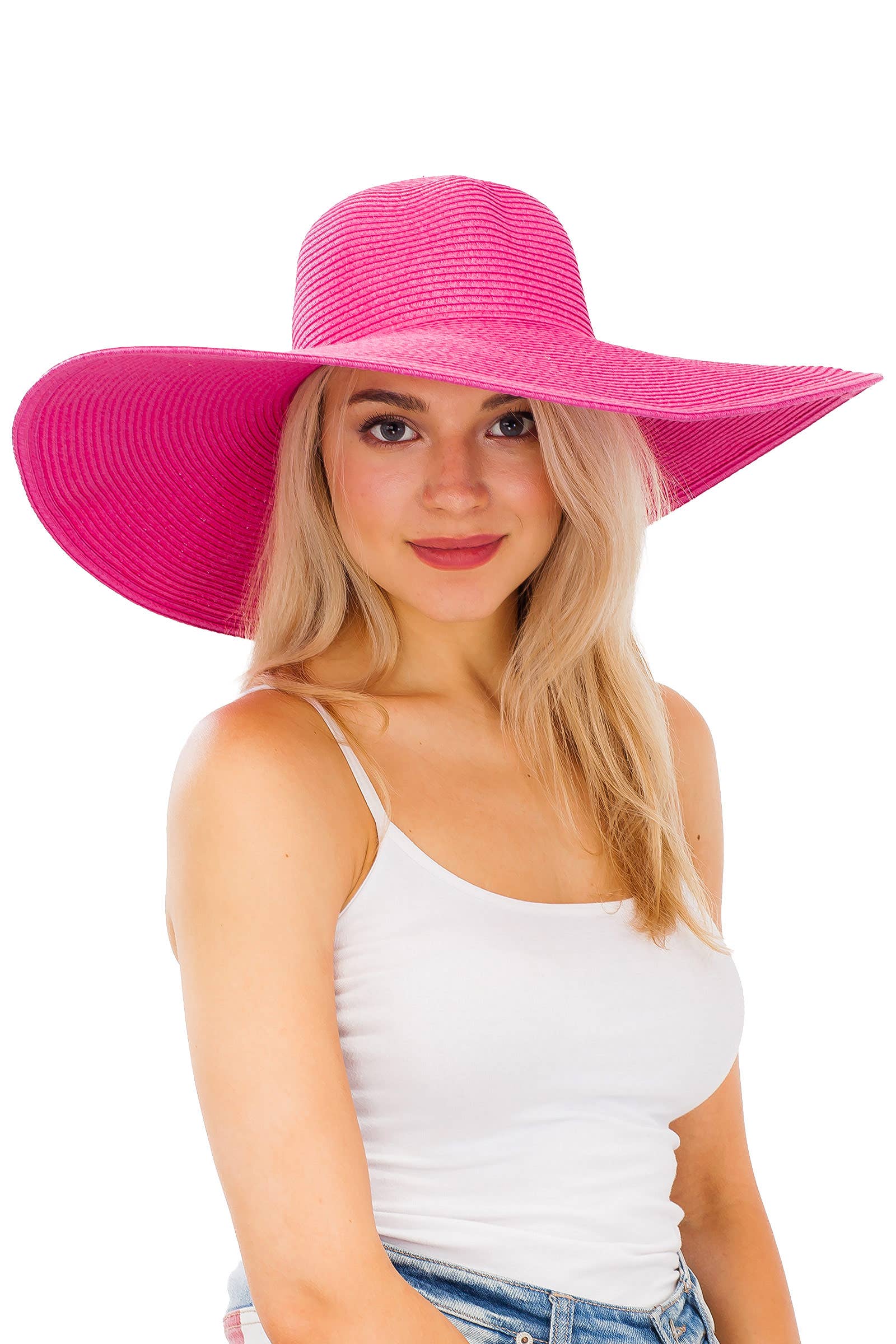 Cap Zone - Wholesale Straw Hat - Women's - Matte Solid Heavy-weight Floppy Straw Sun Hat29