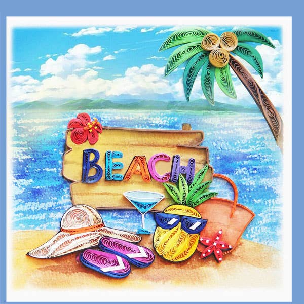 Beach sign Quilling Card, beach BC-53 for wholesale by YoderDo Quilling Greeting Cards