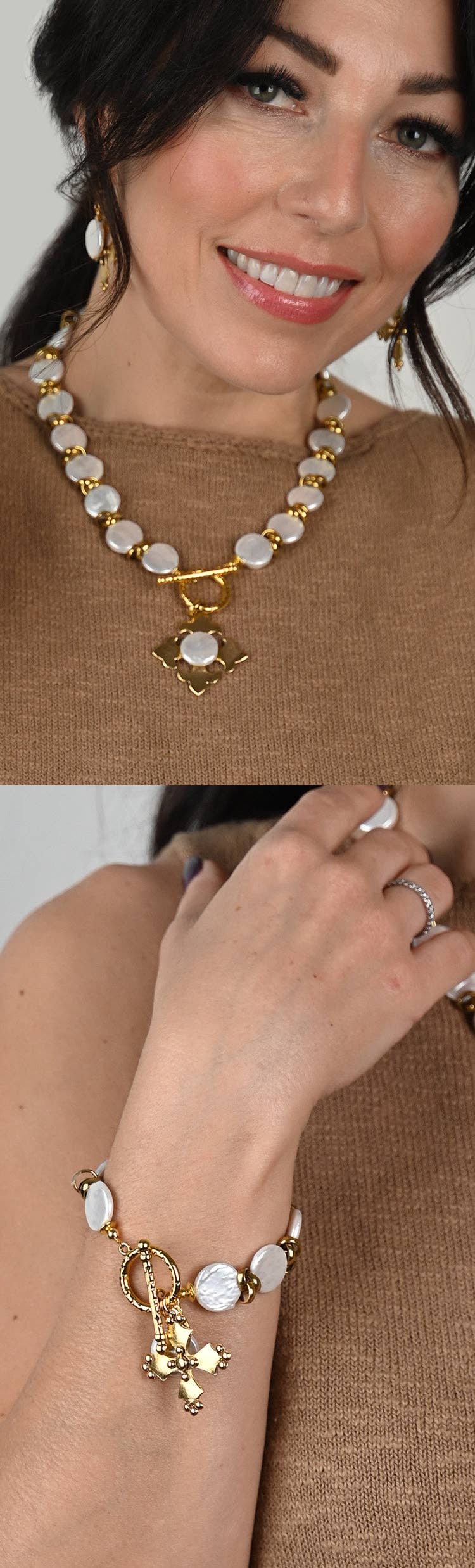 Julio Designs – Großhandel Ohrhänger – Opulenz-Münze-Perlenohrring2