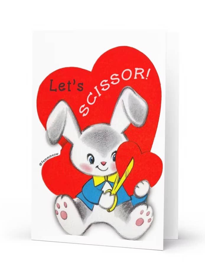 "Let's Scissor" greeting card for wholesale by Femmmeow