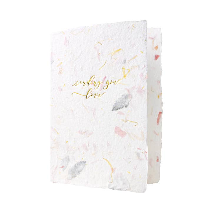 Sending Love in Flowers Handmade Paper Letterpress Card for wholesale by Oblation Papers & Press