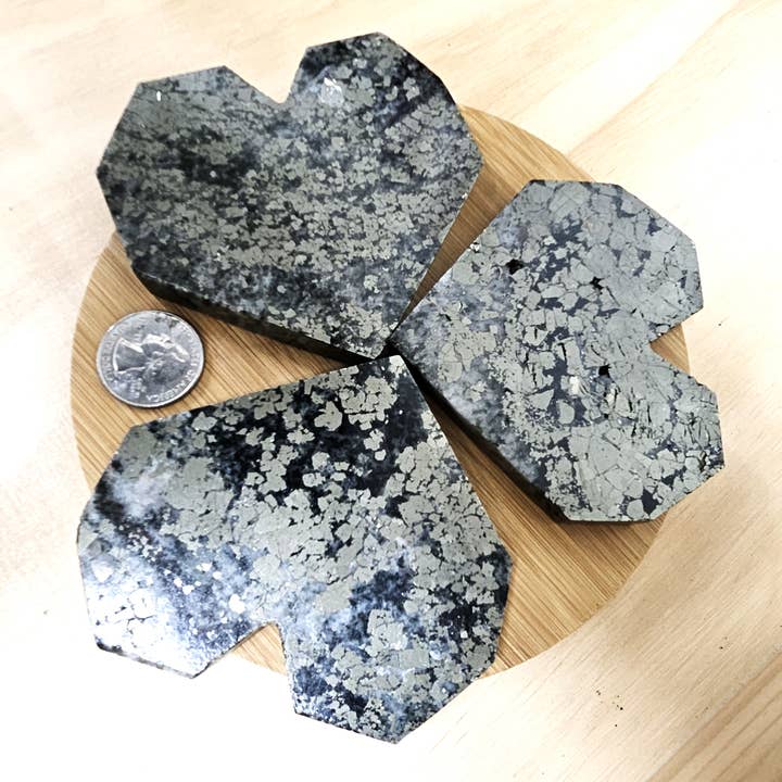 Crystal Deal - Wholesale Spiritual Stone/Crystal - Pyrite and Marcasite Heart, 3.50" (stand not included)