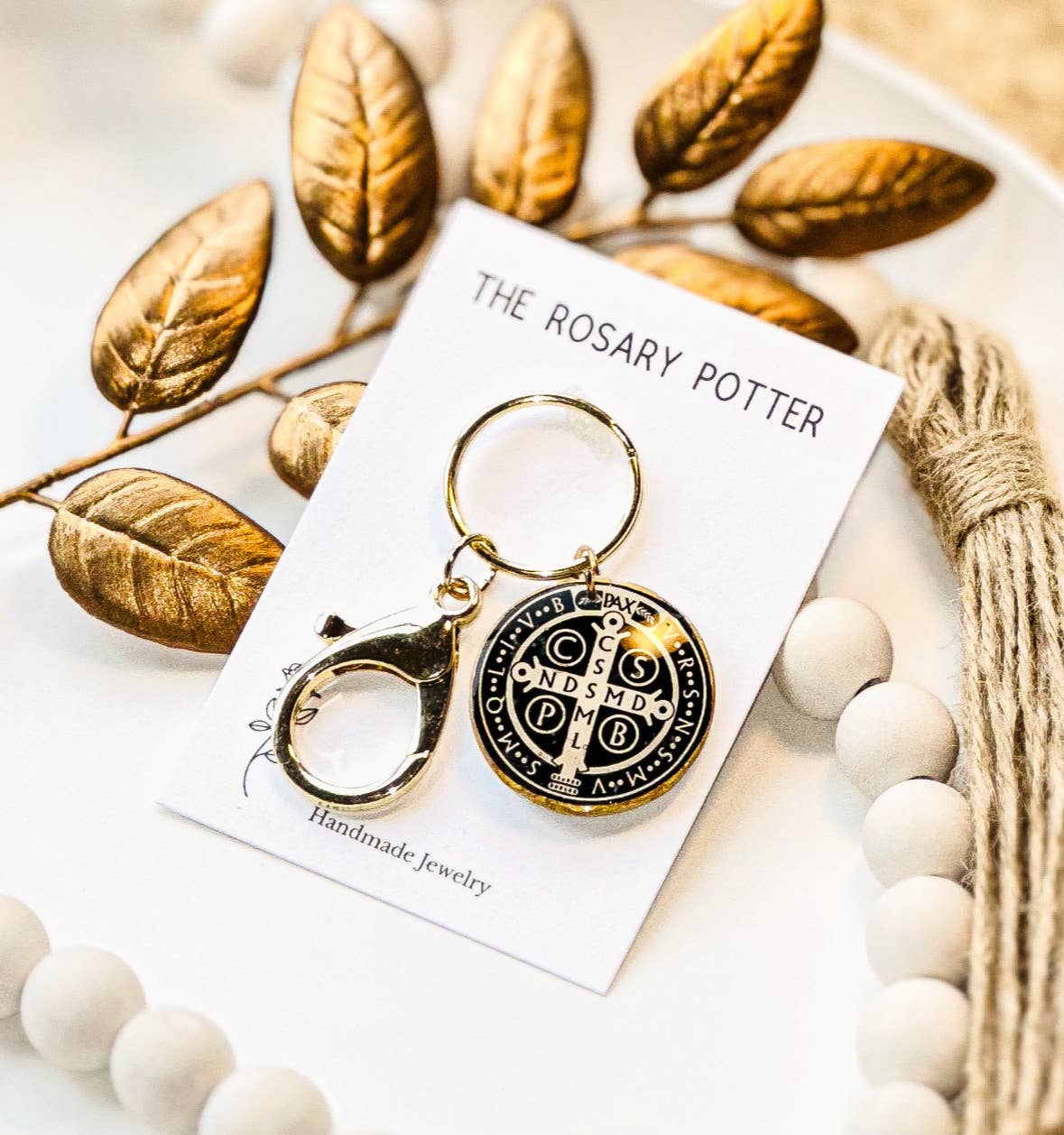 The Rosary Potter - Wholesale Keychain - Unisex - Saint Benedict Handmade Polymer Clay Key Ring
