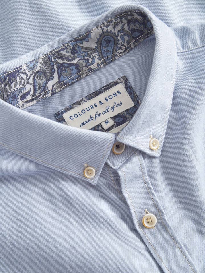 COLOURS & SONS - Vente Chemise à col boutonné – homme - Chemise basique en twill - Lake