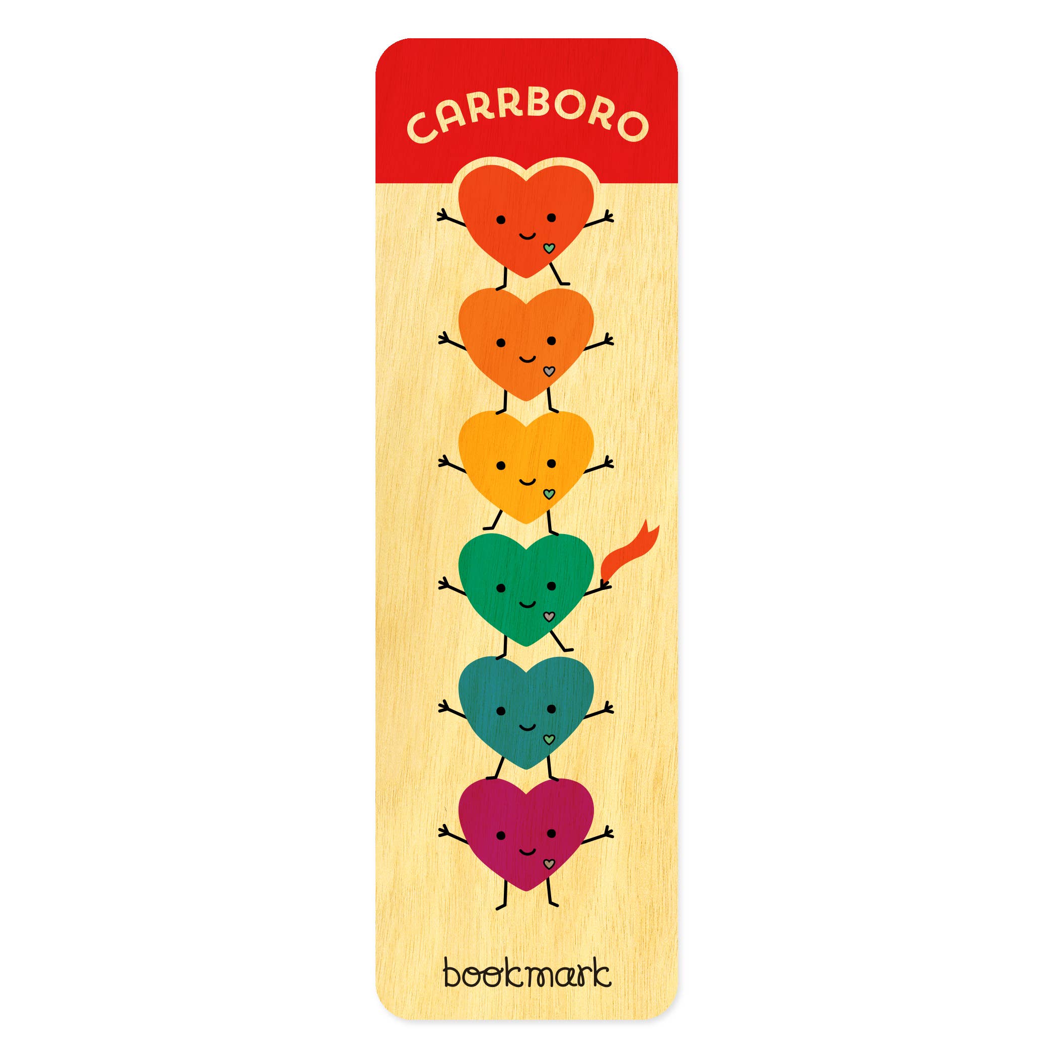Night Owl Paper Goods - Wholesale Bookmark - Custom Rainbow Hearts Wood Bookmark2