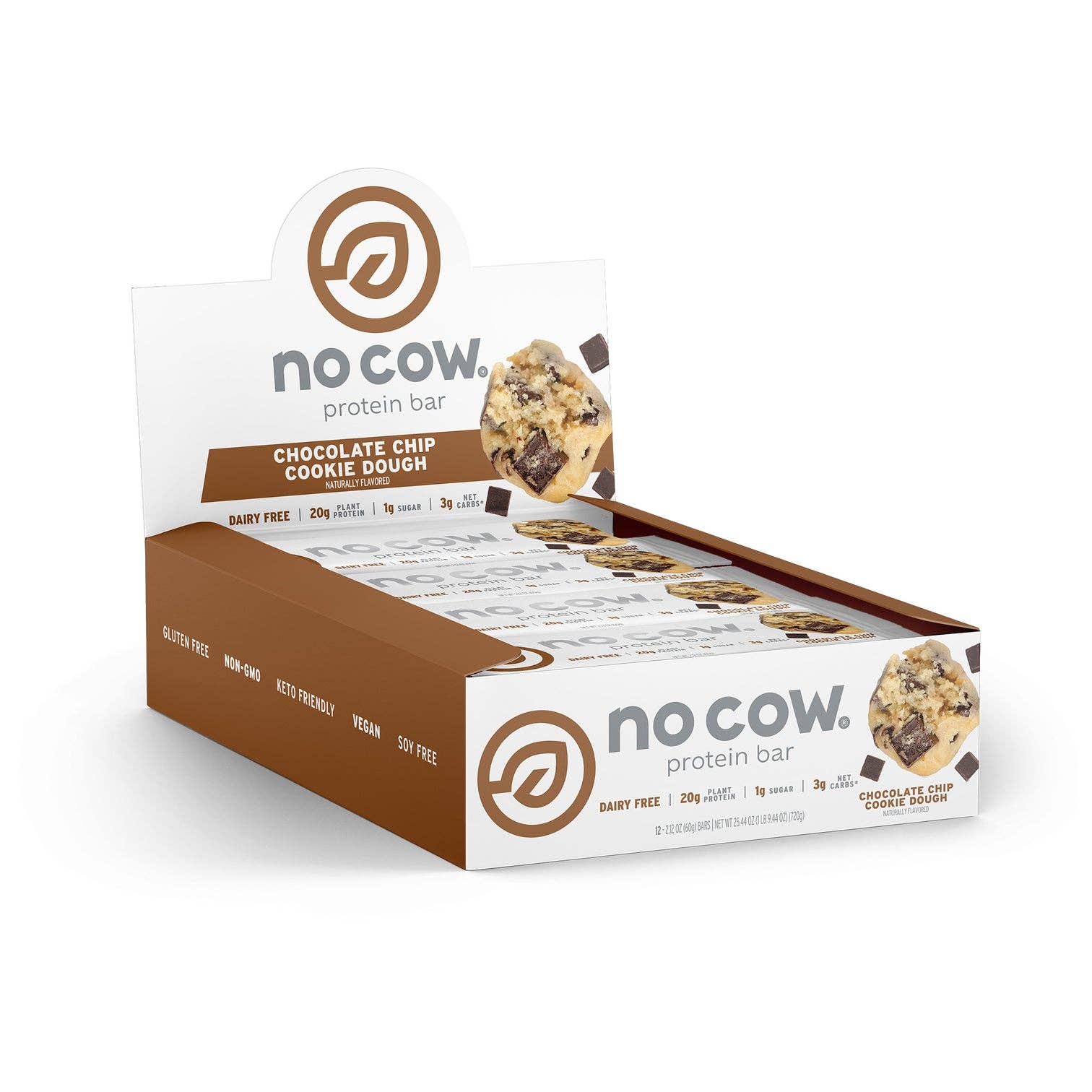 No Cow - Wholesale Snack Bar - No Cow Protein Bars, Chocolate Chip Cookie Dough, 12 Pack1