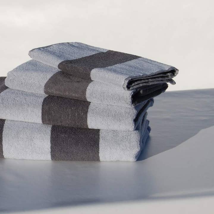 Sauna Towel Bath Towel Stripes Gray White 100x200 for wholesale by vanOock – Handtücher