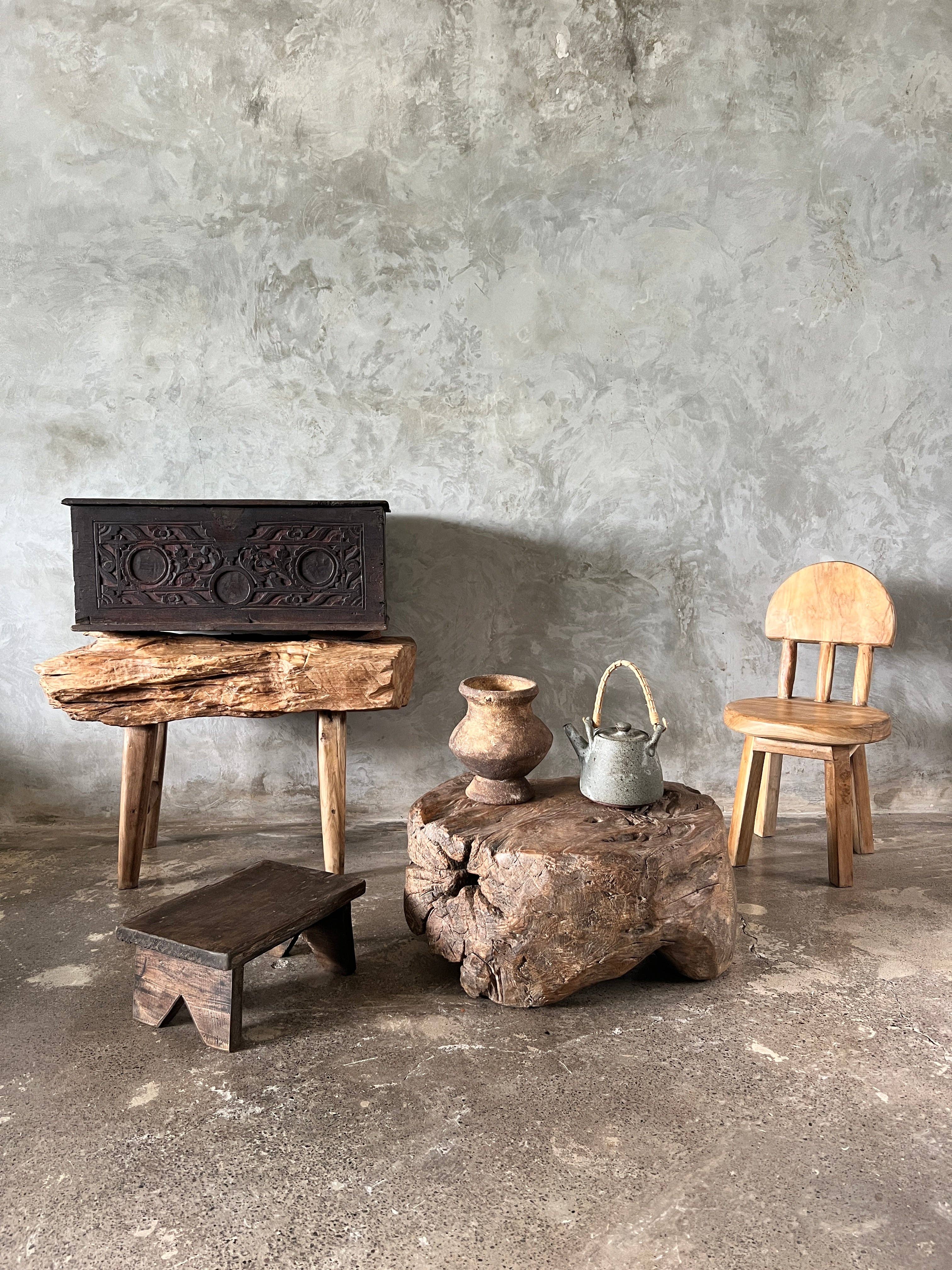 Office Objets - Wholesale Side Table - Small round coffee table in solid monoxyle organic teak D:47 H:2511