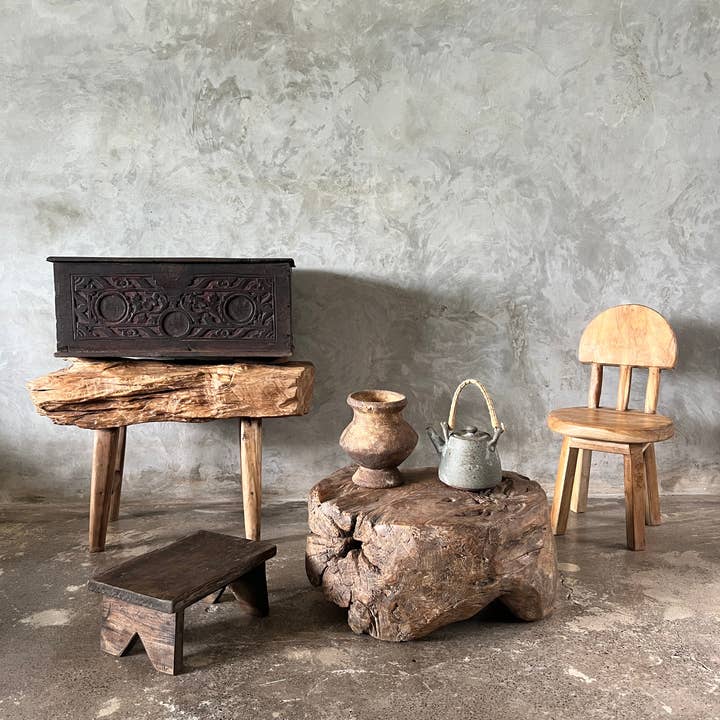 Office Objets - Wholesale Side Table - Small round coffee table in solid monoxyle organic teak D:47 H:2511