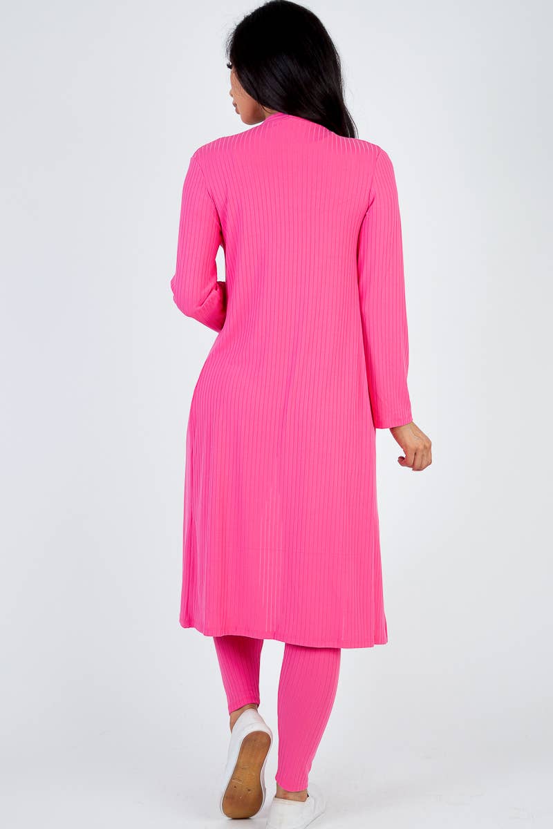 CAPELLA APPAREL – Engroshandel Top- og buksesæt (IKKE Loungewear) - Dame – Ribbet Cardigan & Leggings Sæt4