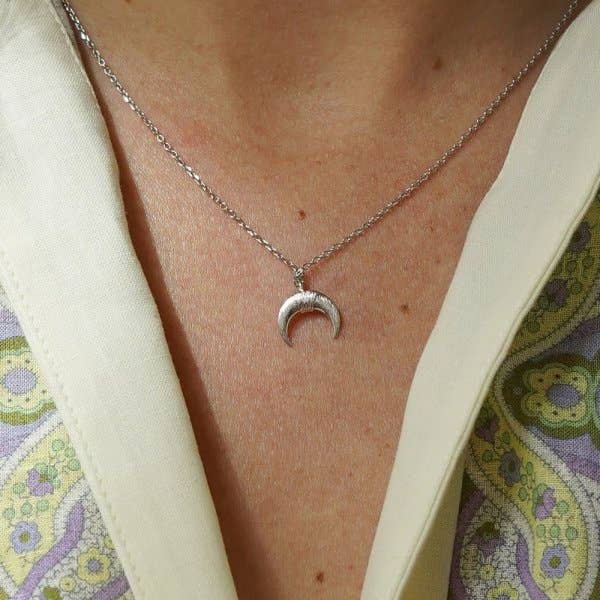 Crescent Moon Pattern Brass Necklace for wholesale by Bijoux 7bis