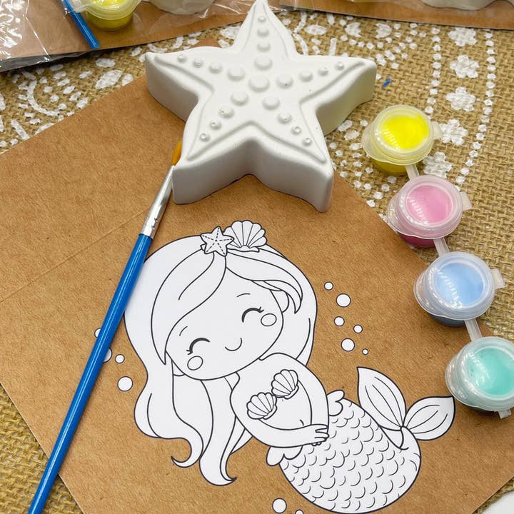 Conjunto de pintura de aniversário infantil Amigos do Oceano com pincel e tintas por atacado de Mindful Papers