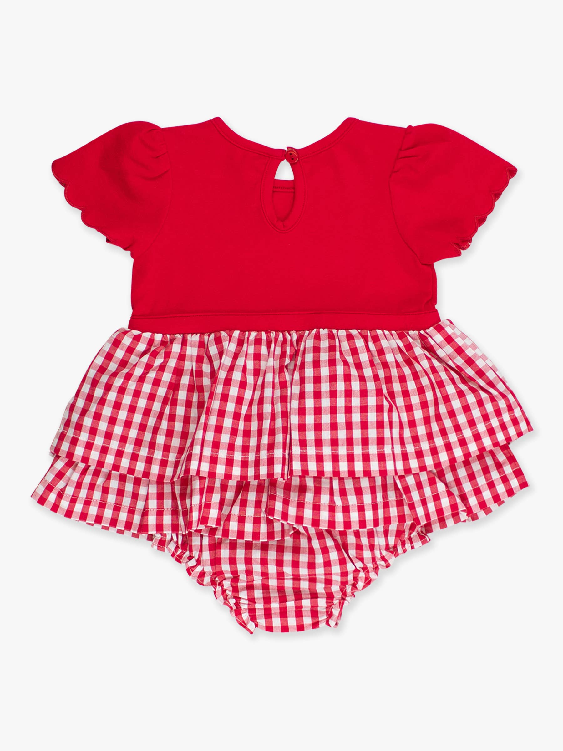 Baby Girls Classic Red Gingham Short Sleeve Skirted Romper for wholesale on Faire8
