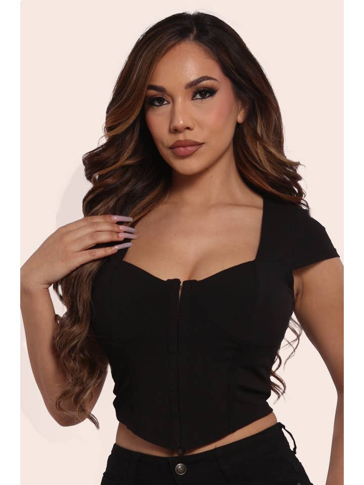 REDFINCH APPAREL INC - Wholesale Corset - Women's - Womens Hook and Eye Corset Crop Top