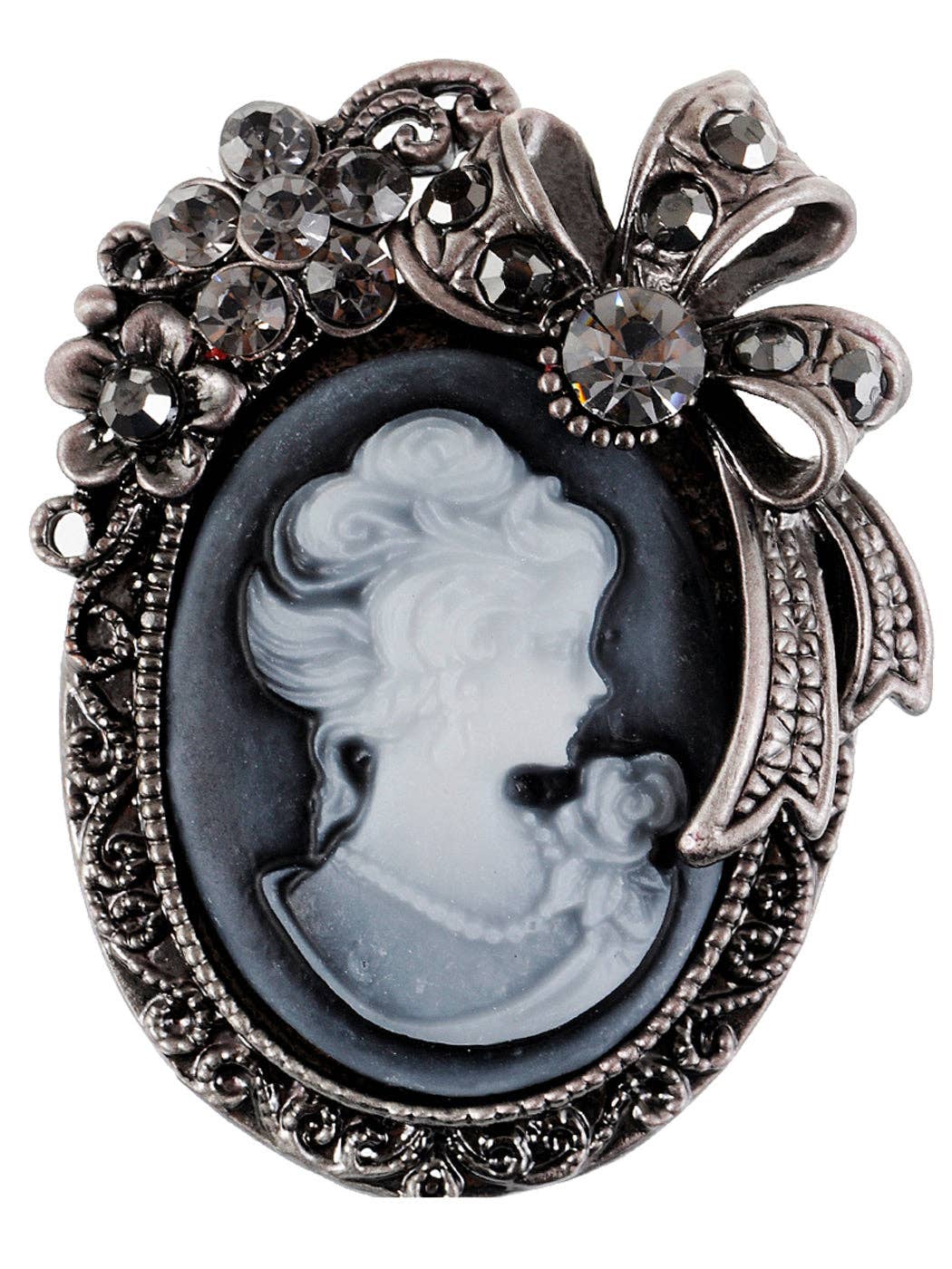 AK Brand - Wholesale Brooch - Vintage Victorian Cameo Brooch Maiden Flower Ribbon Bow5
