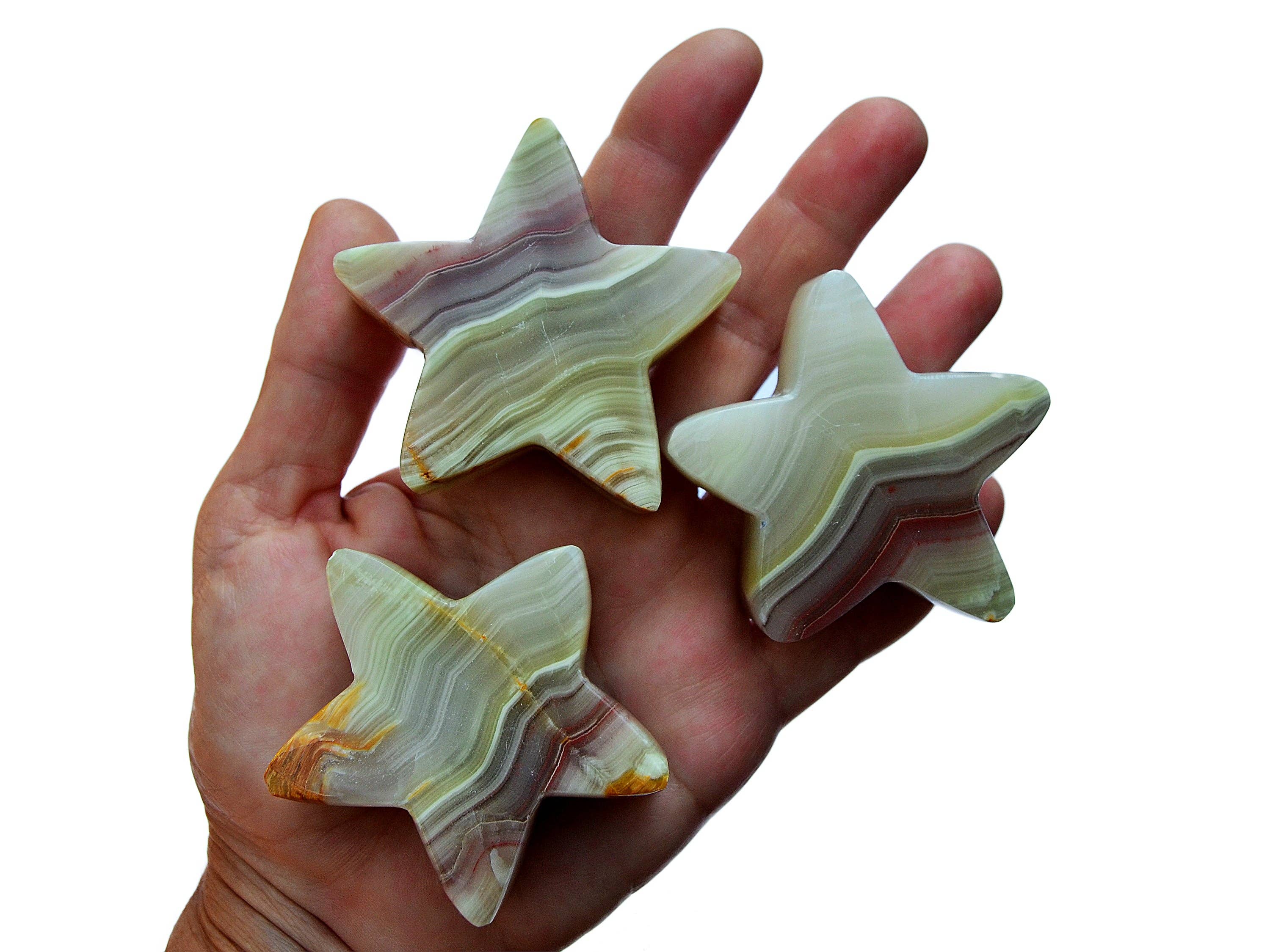 Kaia & Crystals – Großhandel Spiritueller Stein/Kristall – Rosafarbener Onyxstern (60 mm)2