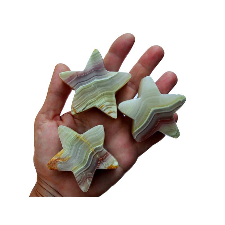 Kaia & Crystals – Großhandel Spiritueller Stein/Kristall – Rosafarbener Onyxstern (60 mm)2