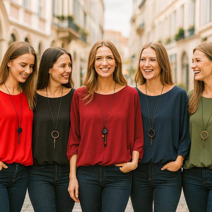 Kurt Muller - Wholesale Blouse - Women's - Emma Necklace Bubble Hem Lined Blouse0