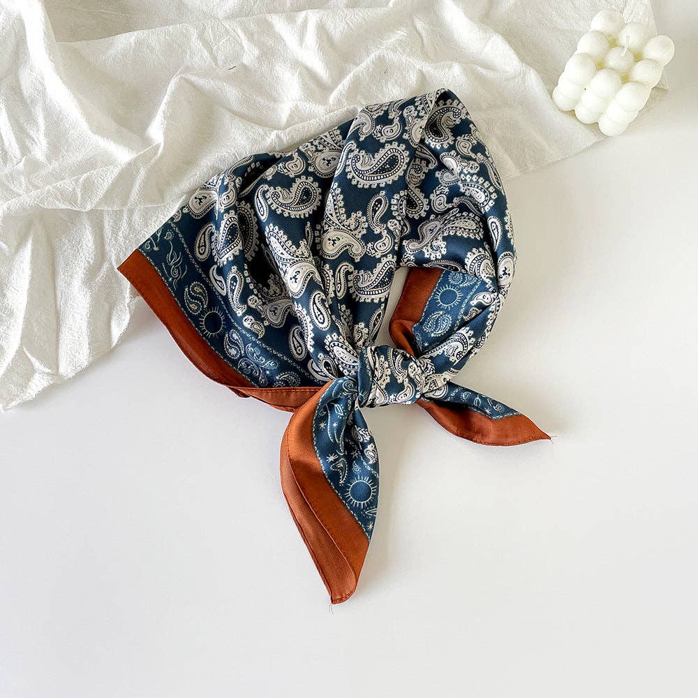 Dipped Shop - Wholesale Scarf - Women's - Vintage Paisley Pattern Square Satin Scarf DP25E6050