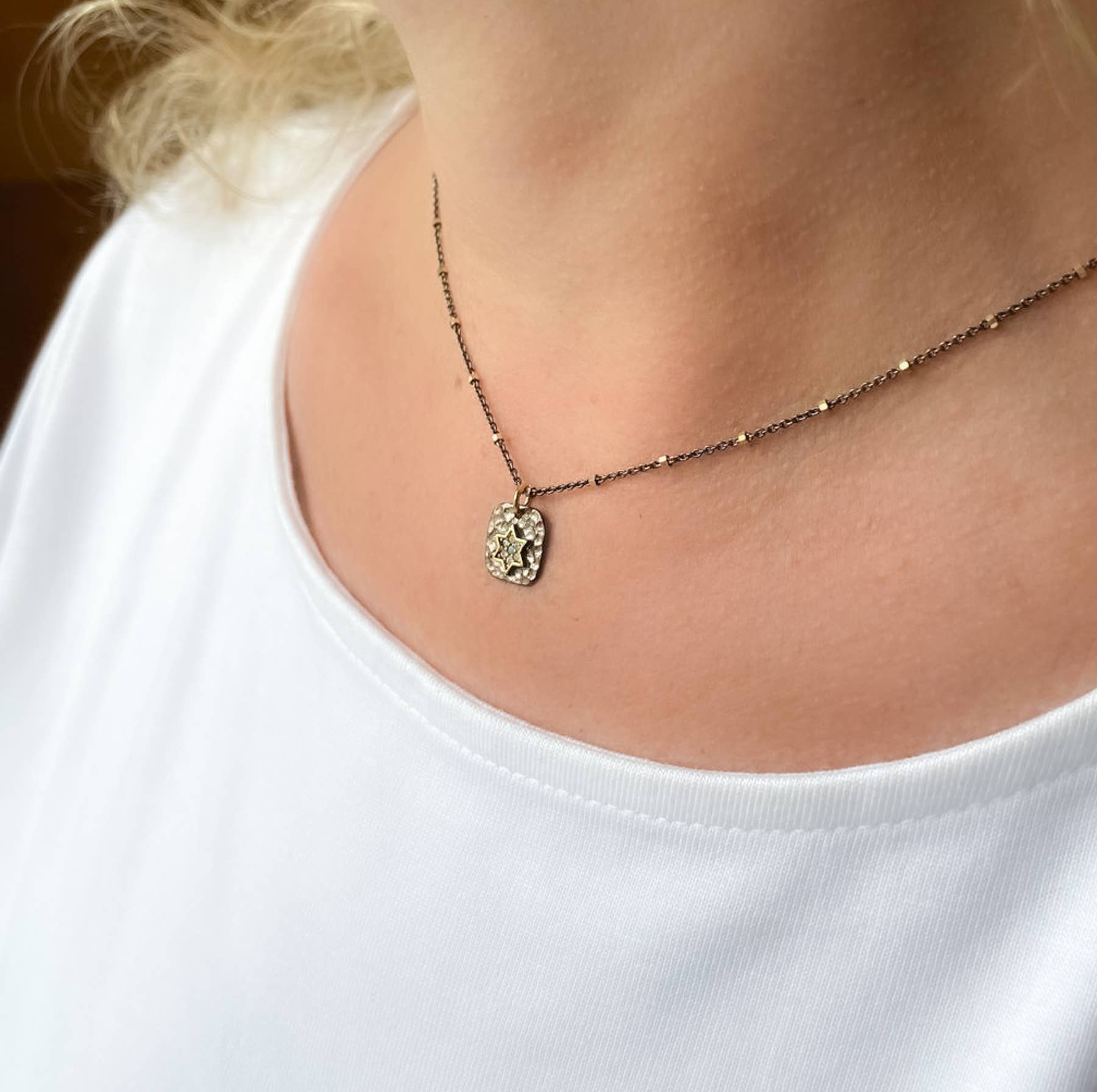 AJS Design Studio - Wholesale Pendant/Charm Necklace - Delicate Star of David Necklace with cz Accents1