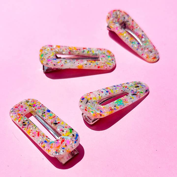Night Moves Atelier - Wholesale Hair Clip - Women's - Confetti Clash Resin Hair Clips