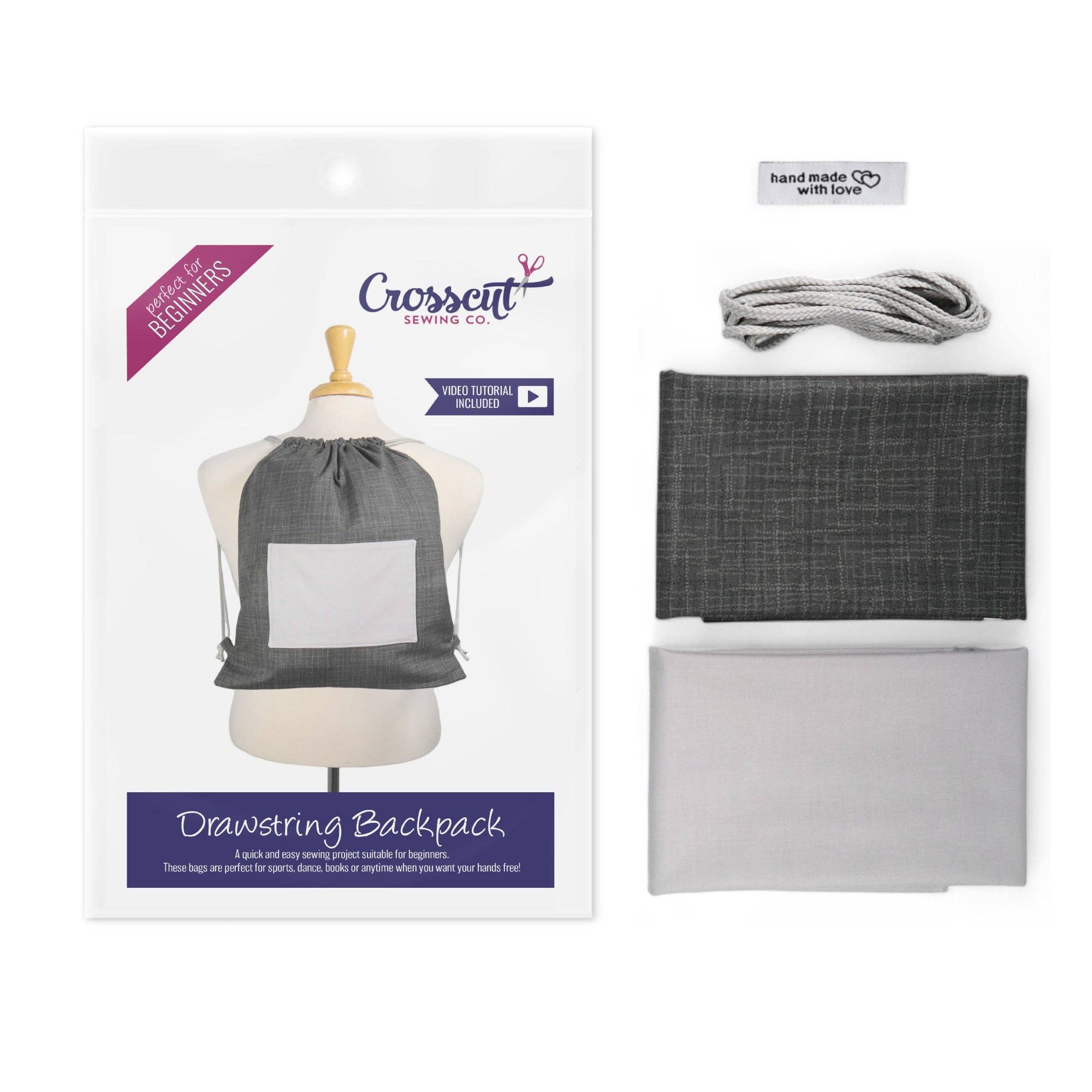 Crosscut Sewing Co. - Wholesale DIY Craft Kit - Drawstring Backpack Sewing Kit - DIY Sewing Project Kit for Beginners, Kids and Adults25
