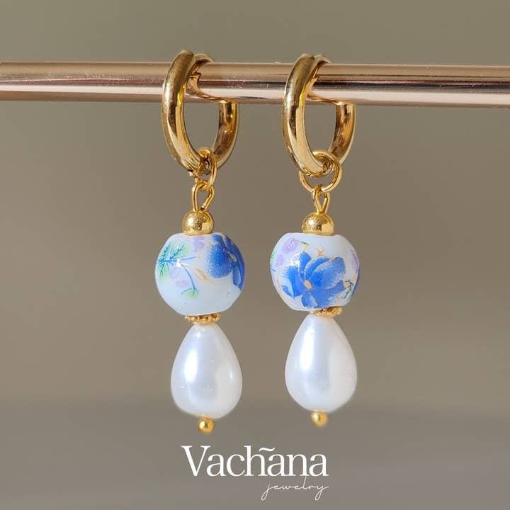Chinese Ceramic Dangle Hoop Earrings for wholesale by Vachana