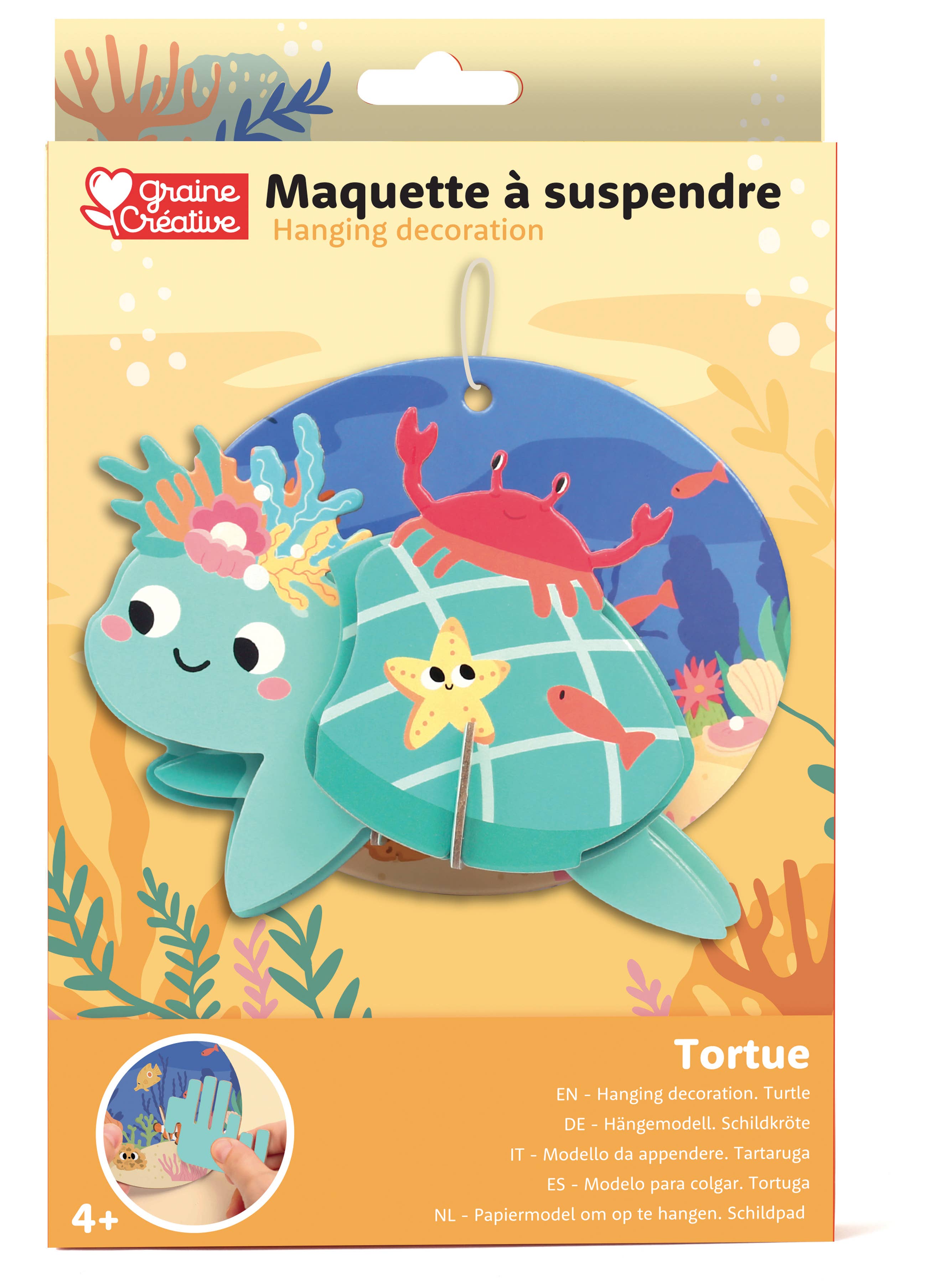Graine Créative - Wholesale DIY Craft Kit - Kids - 3D CARDBOARD TURTLE HANGING MODEL1