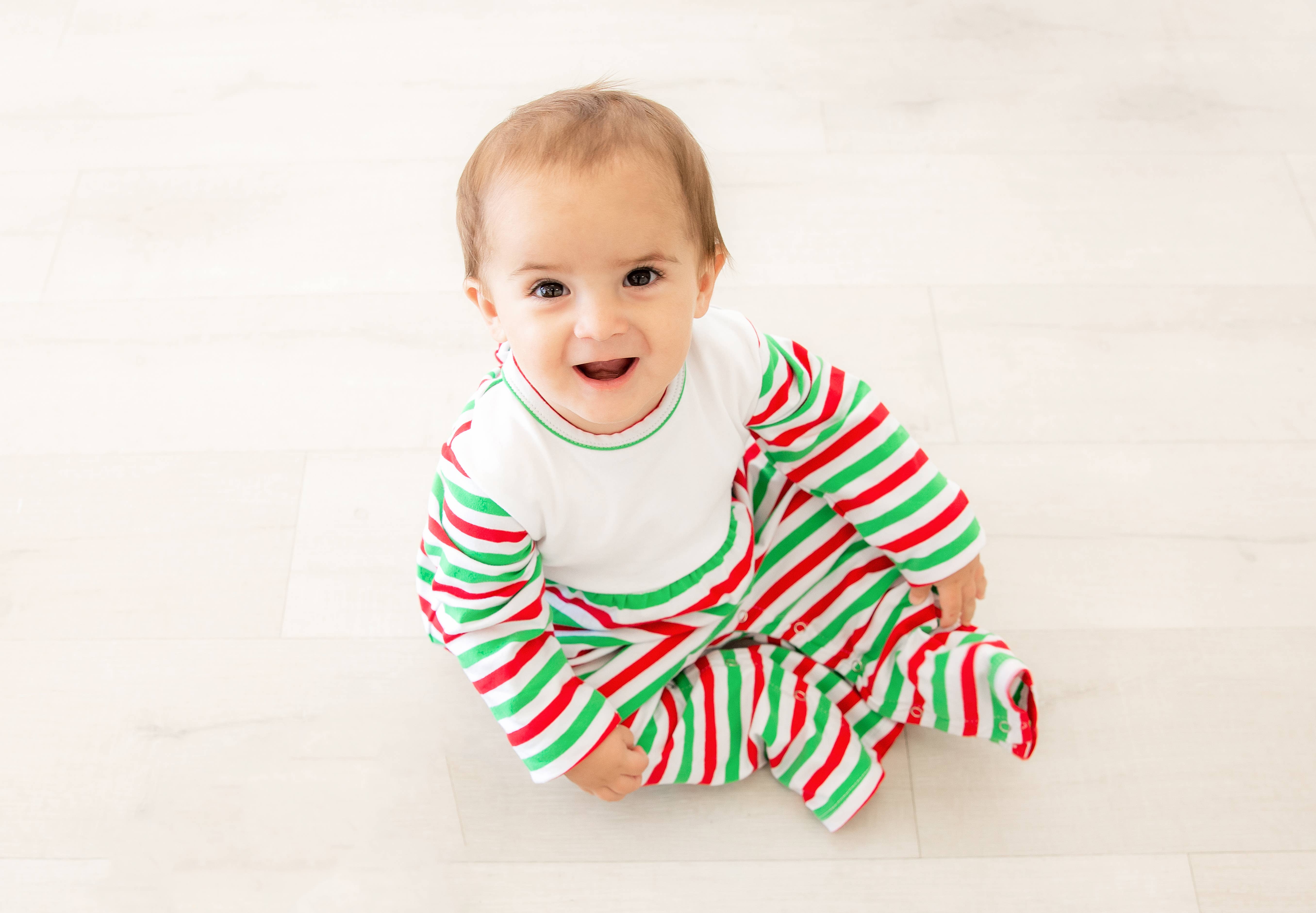 Love That Cotton - Wholesale Jumpsuit - Baby - SALE Color Block Long Romper - RED/GREEN/WHITE