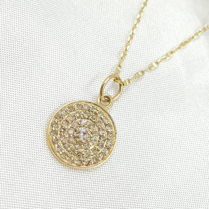GDP53. 14K Solid Gold Diamond Circle Charm for wholesale by Tresor Jewelry Inc.