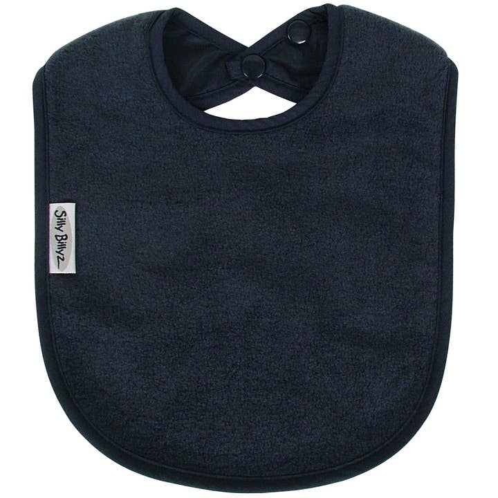 Navy Fleece Large Bib for wholesale by Silly Billyz
